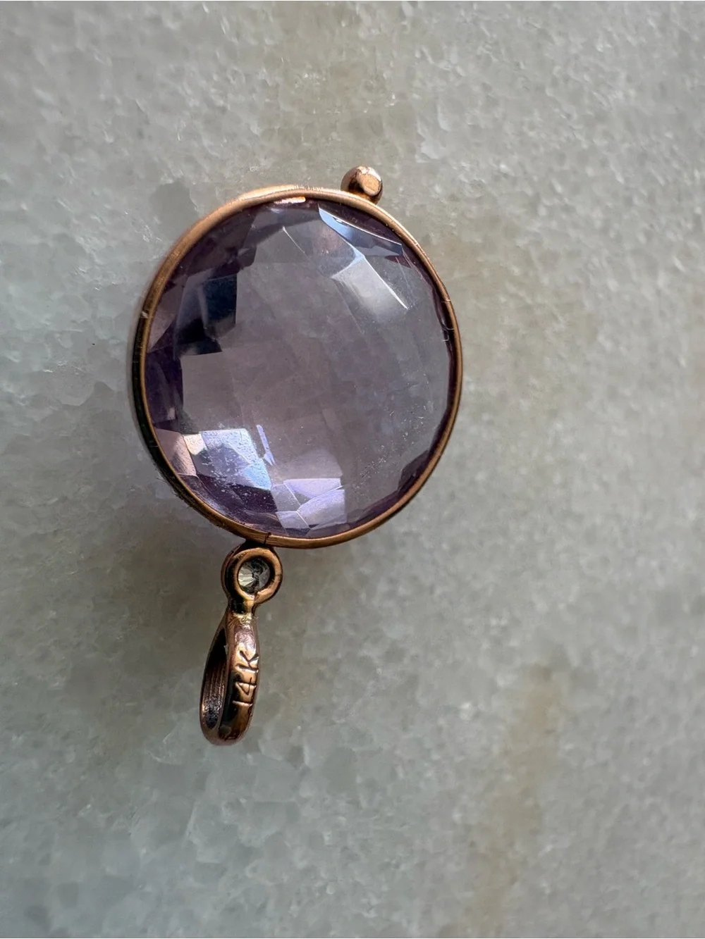 14k Rose Gold Pink Amethyst Diamond Pendant Charm - Picture 5 of 6